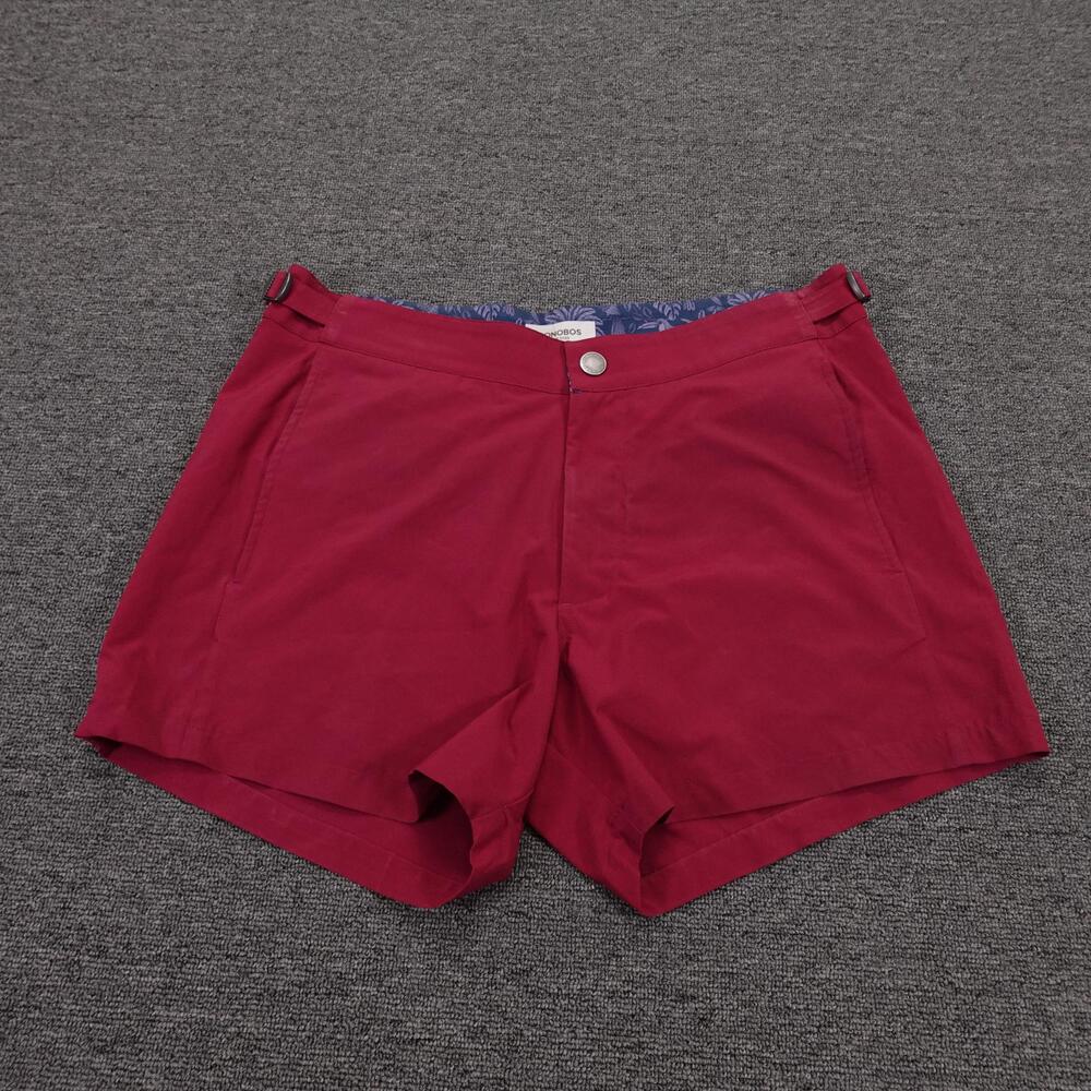 Bonobos Swim Trunks Shorts Mens Medium Red Solid 4 Inseam Mesh Lined Quick Dry
